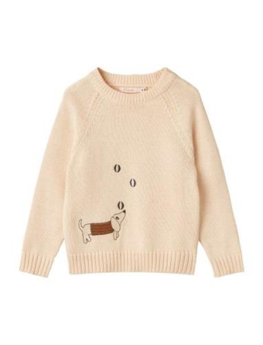 Magic Embroidered Pullover Tops Knitwear Pullovers Cream Fliink