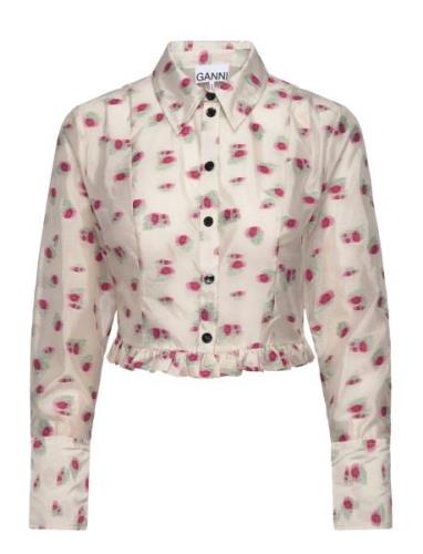 Organza Jacquard Tops Shirts Long-sleeved Multi/patterned Ganni