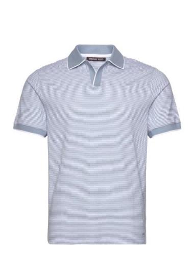 Vacation Textured Polo Tops Polos Short-sleeved Blue Michael Kors