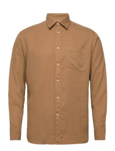 Slhregpastel-Linen Shirt Ls W Tops Shirts Casual Brown Selected Homme