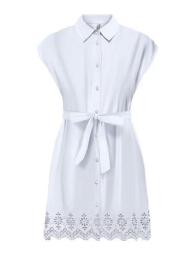 Onllou Life Emb S/S Shirt Dress Ptm Lyhyt Mekko White ONLY