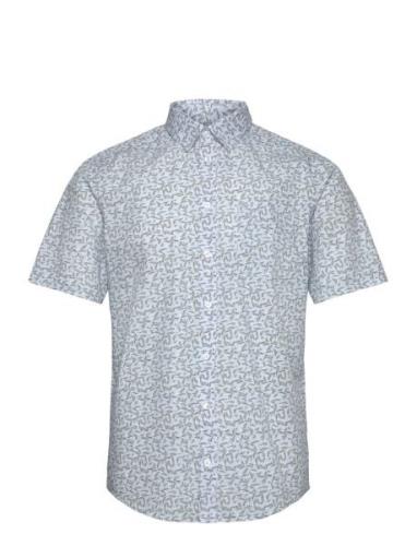 Cfanton Ss Aop Leaves Shirt Tops Shirts Short-sleeved Blue Casual Frid...