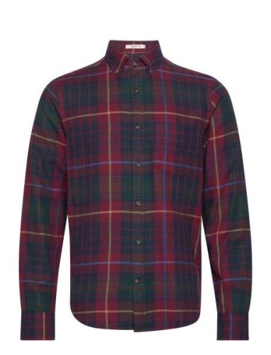 Reg Ut Plaid Flannel Check Tops Shirts Casual Burgundy GANT