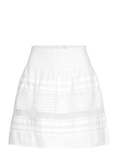 Lace-Trim Cotton Broadcloth Miniskirt Lyhyt Hame White Lauren Ralph La...