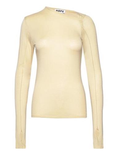 Long-Sleeve Asymmetrical Top Tops T-shirts & Tops Long-sleeved Yellow ...