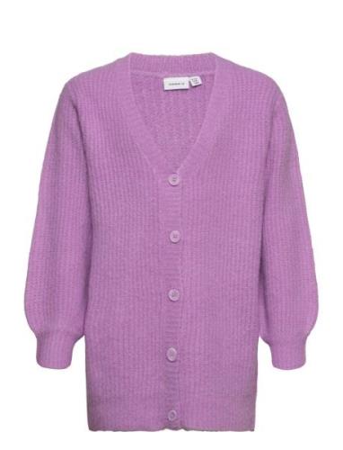 Nkflonja Ls Knit Card Long Tops Knitwear Cardigans Purple Name It