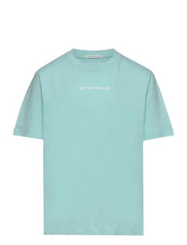 Regular Printed T-Shirt Tops T-shirts Short-sleeved Blue Tom Tailor