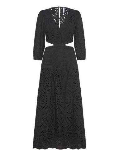 Embroidered Dress With Slits Maksimekko Juhlamekko Black Mango