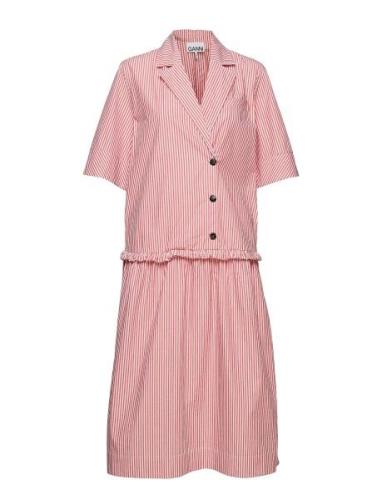 Stripe Cotton Blazer Dress Polvipituinen Mekko Pink Ganni