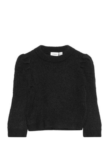 Nmfrhis Ls Knit Camp Tops Knitwear Pullovers Black Name It