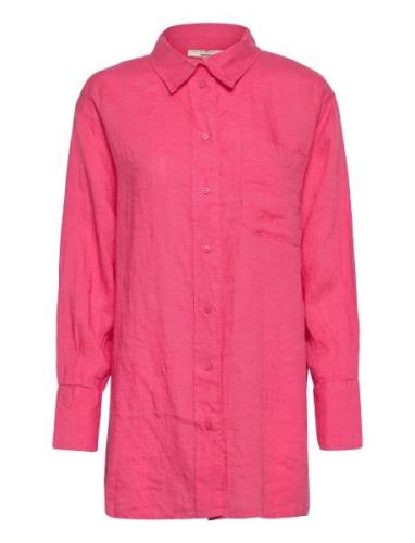 Aliette Linen Shirt Tops Shirts Long-sleeved Pink Gina Tricot