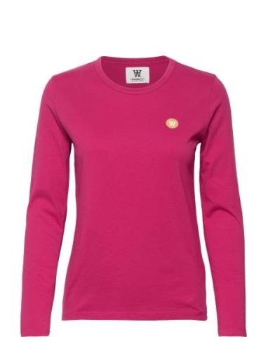 Moa Long Sleeve Tops T-shirts & Tops Long-sleeved Pink Double A By Woo...