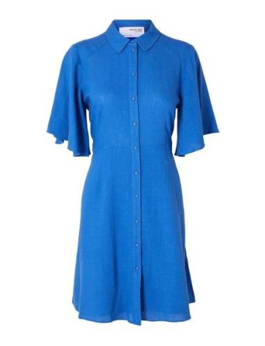 Slfgulia 2/4 Short Shirt Dress Polvipituinen Mekko Blue Selected Femme