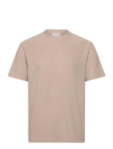 Slhrelax-Plisse Tee Ex Tops T-shirts Short-sleeved Beige Selected Homm...