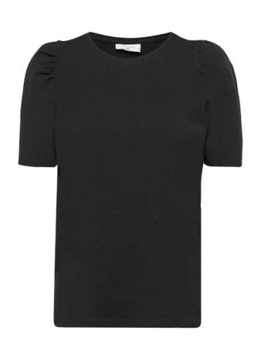 Fqfenja-Tee-Puff Tops T-shirts & Tops Short-sleeved Black FREE/QUENT