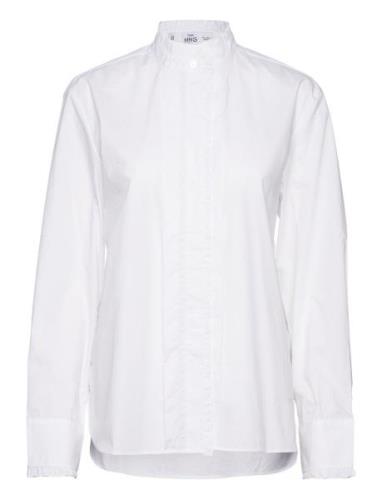 Shirt With Frilly Trim Tops Shirts Long-sleeved White Mango