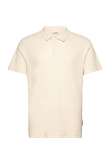 Cftristan 0146 Waffle Polo Shirt Tops Polos Short-sleeved Cream Casual...
