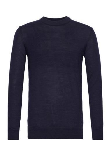 Regular Merino Knit Crew Neck Tops Knitwear Round Necks Navy Knowledge...