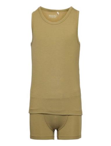 Underwear Set Boy Alusvaatesetti Khaki Green Minymo