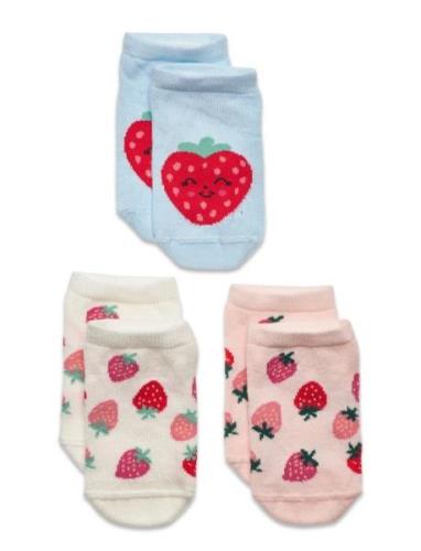 Ankle Socks 3P Strawberry Sukat Multi/patterned Lindex