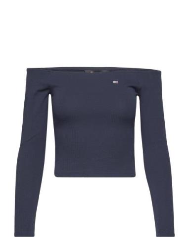 Tjw Off Shoulder Top Ls Tops T-shirts & Tops Long-sleeved Navy Tommy J...