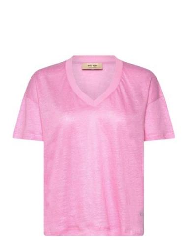 Mmcasa V-Ss Foil Tee Tops T-shirts & Tops Short-sleeved Pink MOS MOSH