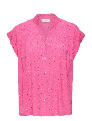 Fqralda-Blouse Tops Blouses Short-sleeved Pink FREE/QUENT