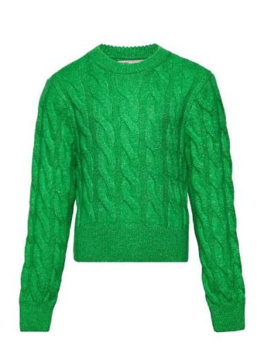 Kogcarla Ls Short Cable O-Neck Knt Tops Knitwear Pullovers Green Kids ...