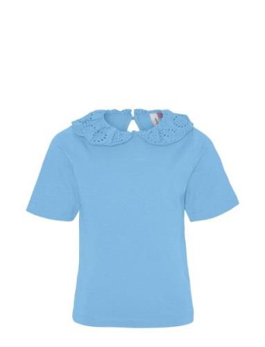 Vmpanna Glenn Ss Collar Top Jrs Girl Tops T-shirts Short-sleeved Blue ...