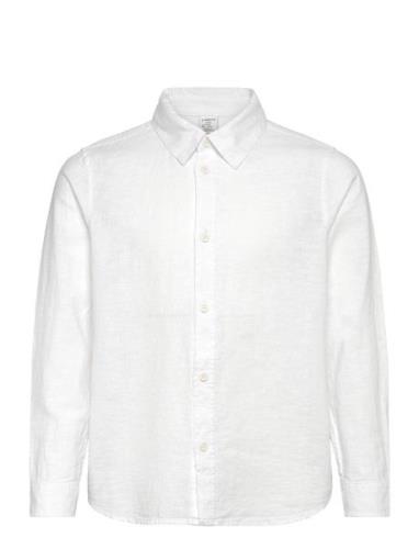 Shirt Linen Blend Tops Shirts Long-sleeved Shirts White Lindex