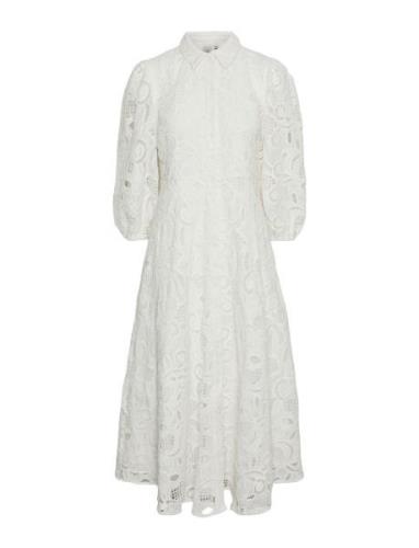 Yashongi 3/4 Ankle Shirt Dress Polvipituinen Mekko White YAS