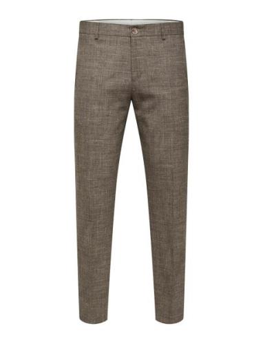 Slhslim-Oasis Linen Trs Noos Bottoms Trousers Formal Grey Selected Hom...