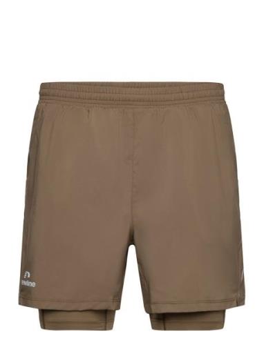 Nwlfast 2In1 Zip Pocket Shorts Sport Shorts Sport Shorts Brown Newline
