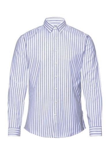 Striped Superflex Oxford L/S Tops Shirts Casual Blue Lindbergh
