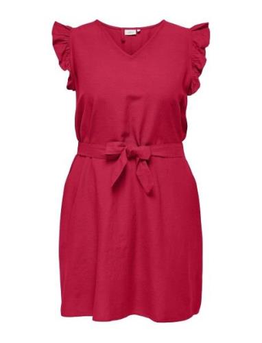 Carjupiter Life S/L Frill Abk Dress Wvn Lyhyt Mekko Red ONLY Carmakoma