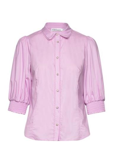 Chillykb Blouse Tops Shirts Short-sleeved Purple Karen By Simonsen