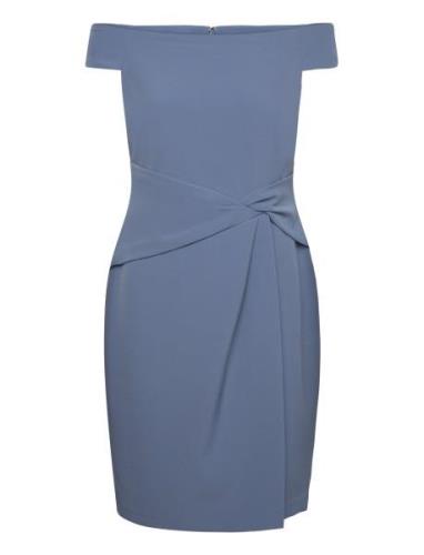 Crepe Off-The-Shoulder Cocktail Dress Lyhyt Mekko Blue Lauren Ralph La...