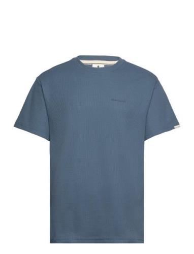 Akkikki S/S Waffle Tee Tops T-shirts Short-sleeved Blue Anerkjendt