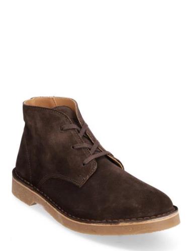 Slhriga New Suede Desert Boot B Nyörisaappaat Brown Selected Homme