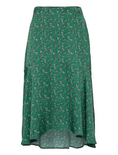 Bonnie Midi Skirt With Frill Polvipituinen Hame Green Malina