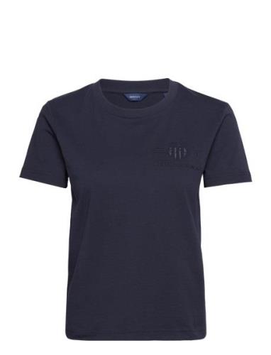Reg Tonal Shield Ss T-Shirt Tops T-shirts & Tops Short-sleeved Navy GA...