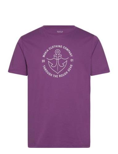 Hook T-Shirt Tops T-shirts Short-sleeved Purple Makia