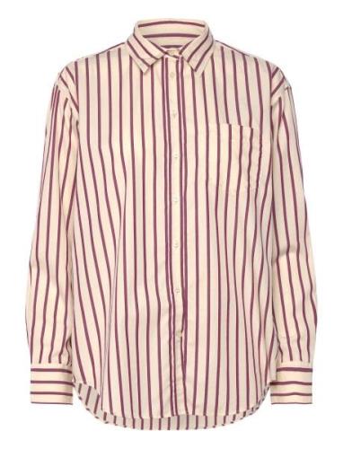 Rel Striped Poplin Shirt Tops Shirts Long-sleeved Cream GANT