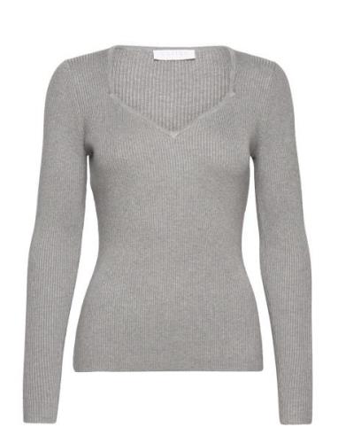 Knit With Heart Shape Neck Tops Knitwear Jumpers Grey Coster Copenhage...