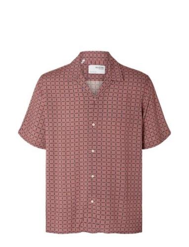 Slhrelax-Vero Shirt Ss Aop Tops Shirts Short-sleeved Pink Selected Hom...