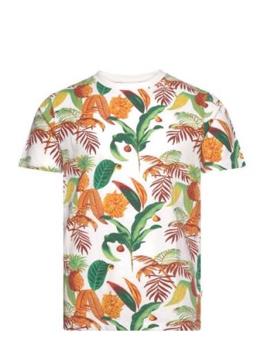 Aop Oasis Tee S/S Tops T-shirts Short-sleeved White Lindbergh
