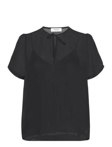 Blouse Tops Blouses Short-sleeved Black Rosemunde