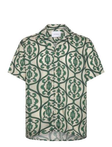 Ornament Aop Ss Shirt Tops Shirts Short-sleeved Green Les Deux