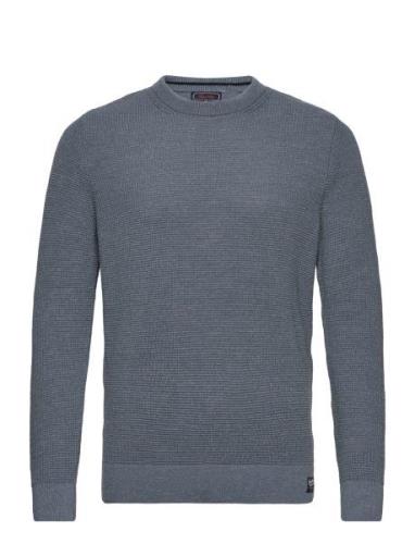 Textured Crew Knit Jumper Tops Knitwear Round Necks Navy Superdry