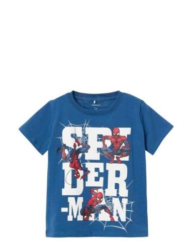 Nmmmakan Spiderman Ss Top Mar Tops T-shirts Short-sleeved Blue Name It